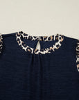 Leopard Patchwork Ribbed Short Sleeve Top