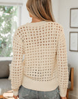 Hollowed Knit Zip Up Sweater Cardigan