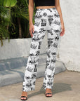 Baha Ranch Cowboy Print Western Flare Pants