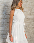 Reyna Lace Sleeveless Knot Back Mini Dress