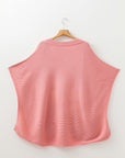 Plus Size Ribbed Knit Crewneck Poncho Sweater