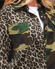 Leopard Camo Patchwork Oversized Shacket