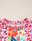 Floral Patchwork Ruffle Cap Sleeve Blouse