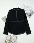 Contrast Trim Button-Up Sweater Cardigan