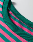Stripe Lace Trim 3/4 Sleeve Top