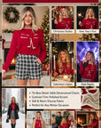 Bow Tie Contrast Trim Cropped Sweater