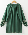 Boho Floral Tie Neck Puff Sleeve Dress
