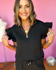 Alyssa Textured Flutter Sleeve Top