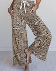 Leopard Terry Knit Wide Leg Pants