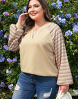 Plus Size Stripe Patchwork Raglan Sleeve Jumper
