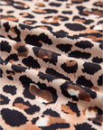 Stripe Leopard Patchwork Button-Up Shirt
