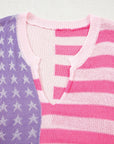 USA Flag Notch Neck Sleeveless Sweater Top