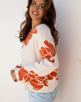 Floral Wide Long Sleeve Sweater