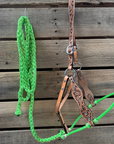 Lime Floral Tooled Lariat & Leather Combo Halter