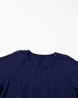 Plus Size Solid Lace Short Sleeve Pleated Dress