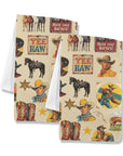 Vintage Cowboy Collage Set of 2 Dish Towels Made in America
