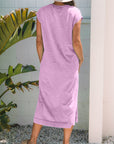 Mineral Wash Pocketed T-shirt Maxi Dress
