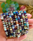 6.25” Mixed Gemstone Bracelet – 6mm Sterling Silver Pearls
