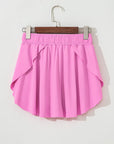 Solid Drawstring Elastic Waist Lined Tennis Skort