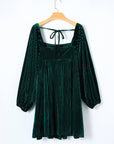 Velvet Tie-Back Square Neck Babydoll Dress