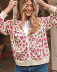 Leopard Zip-Up Hooded Sweatshirt