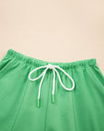 Solid V-Neck Tee and Drawstring Shorts Set