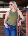RIBBED ALL-IN-ONE TANK | OLIVE