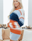 Colorblock Round Neck Long Sleeve Sweater
