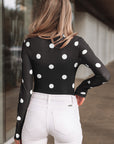 Polka Dot Mesh Long Sleeve Bodysuit