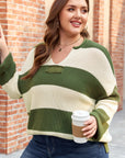 Violet Stripe Colorblock Notched PLUS Sweater