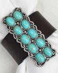 Antique Silver Rectangle Turquoise Western Concho