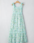 Ashlyn Floral Lace Tied Strap Empire Waist Maxi Dress