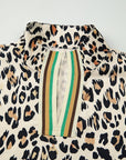 Leopard Colorblock Contrast V-Neck Short Sleeve Blouse
