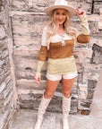 Stripe Colorblock V-Neck Henley Top