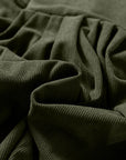 Corduroy Pleated Scallop Neck 3/4 Sleeve Mini Dress