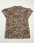 Plus Size Leopard Embroidered Ruffle Short Sleeve Blouse