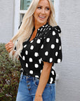 Nola Notched Balloon Sleeve Blouse