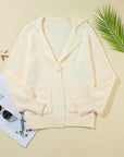 Solid Lapel Collar Single Button Sweater Cardigan