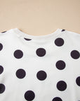 Polka Dot Pullover and Drawstring Shorts Set