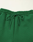 Textured Collared V-Neck Shirt & Drawstring Pants Set