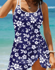 Floral Crossed Back Asymmetric Wrap Side Swimsuit