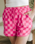 Checkered Drawstring Casual Shorts