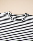 Floral Stripe Patchwork Puff Sleeve Round Neck Top