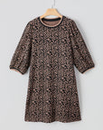 Leopard Bubble Sleeve Mini Dress