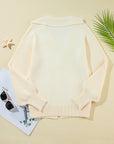 Solid Lapel Collar Single Button Sweater Cardigan