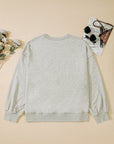 Plus Size Bow Tie Embroidered Drop Shoulder Sweatshirt