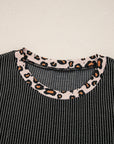 Leopard Corded Knit Top and Pants Set