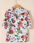 Adele Floral Slit V Neck Blouse