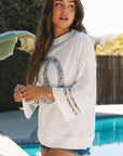 Peace Drop Shoulder Wide Sleeve Casual Top