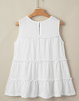 Solid Frilled Ruffle Tiered Tank Top